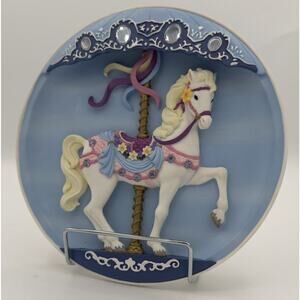 Rhodes Carousel Horse Plate 1ST EDITION Musical Austrian Crystal Sweet Stander